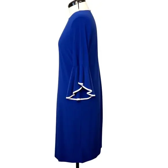 Appleseed's Navy Blue with White Trim Sheath Dress, Size XL - Picture 3 of 7